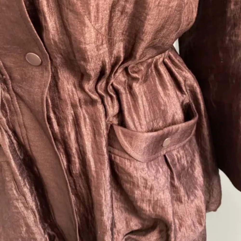 Samuel Dong Bubble Hem Jacket Coat Dress Brown Small - Picture 7 of 10